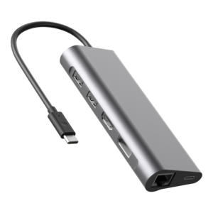 6 en 1 Type-C vers 2 USB2.0 4K HD HDTV <span class=keywords><strong>Displayport</strong></span> 100M <span class=keywords><strong>RJ45</strong></span> Multiport Adaptateur Hub Station d'accueil avec PD 65 Power Delivery - Product Image 5