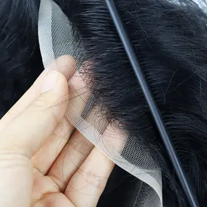 Toupet de cheveux humains pour hommes P2-3-8 fin Mono top avec peau PU autour et système de pièce de cheveux avant en dentelle hommes toupet perruques