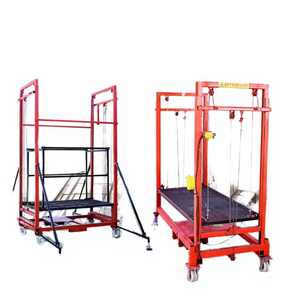 Plataforma Elevadora Hidráulica Vertical Portátil KCCL de 2m y 500kg con Motor Eléctrico para Obras de Construcción, Marco de Acero Rojo, Ruedas de Seguridad - Product Image 1