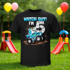 Camiseta de cumpleaños número 5 de Shark Monster Truck para niños de 5 años, regalo para jugadores - Product Image 3