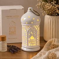 Lanterne en céramique à piles, lumière LED décorative, design mosquée islamique, décoration de table pour la maison, Eid Mubarak