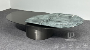 Mesa Auxiliar Moderna de Mármol Natural, Mesa de Centro de Acero Inoxidable con Acabado Bronce Antiguo, Mesa de Centro de Mármol con Metal Dorado - Product Image 2