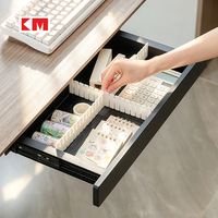 KM1136 4 séparateurs de tiroir en plastique réglables et découpables de 4 cm de hauteur pour l'organisation des tiroirs de cuisine, de bureau ou de table