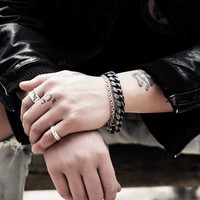 Bracelet pour homme en alliage de zinc, style hip-hop, géométrique rétro audacieux, tendance punk, accessoire cadeau unique, best-seller