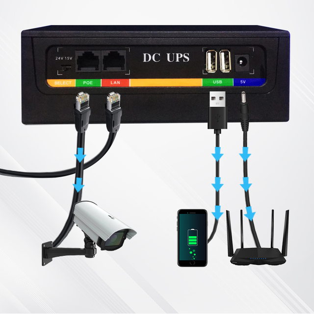 Mini UPS for Wifi Routher With DC 5v 12v Ups DC 15v 24v 48v With POE Uninterruptible Power Supply