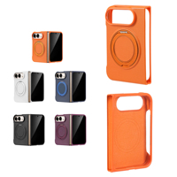 Funda de Cuero para Teléfono con Soporte Metálico Giratorio de 360 Grados, Antigolpes y Anti-caídas para iPhone 18 Duo con Película de Vidrio Templado