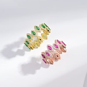 wholesale plata 925 sterling <b>silver</b> rose red green stone <b>ring</b> Engagement proposal <b>emerald</b> colored zirconia luxury 18k gold <b>rings</b> - Product Image 4