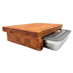 Bamboo Cutting Board With Drawer Rectangle Multifunctional For <b>Vegetable</b> Fruit Cheese Serving And Cooking Use - Product Image 2