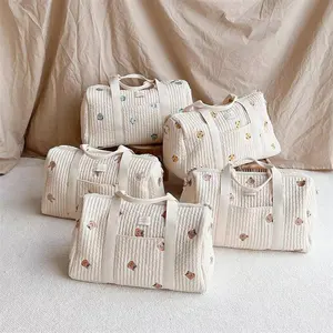 48*24*28CM Large Maternity Bag Diaper For Maternal Mommy Embroidery Cotton Shoulder Nappy Bag New Born Tote Bag