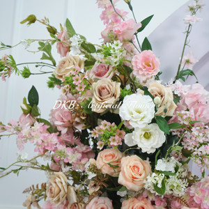 Fleurs artificielles d'extérieur résistantes aux UV, fleurs roses et blanches artificielles d'automne de haute qualité, belle fleur en soie artificielle - Product Image 3