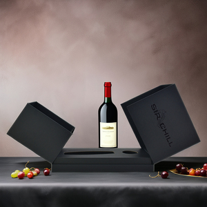 Luxury Custom Black Unique Double Door Open Wine Glass Gift Set <b>Box</b> Rigid <b>Magnetic</b> Closure Wine Gift <b>Box</b> - Product Image 2