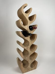 Acacia Wood-Textured 6-Bottle Wine Rack <b>PC</b> Cooler <b>Stand</b> for Bar Restaurant Hotel or Home Decor Wine Bottle Holder <b>Stand</b> - Product Image 6