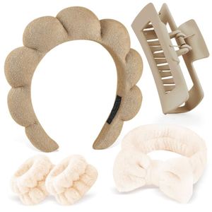 Ensemble de bandeaux torsadés en éponge haute densité avec bracelet pour le lavage du visage, le maquillage, le spa, les mariages et comme cadeau pour demoiselles d'honneur - Product Image 2