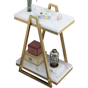 Table d'appoint en métal à 2 niveaux de haute qualité et au design triangulaire à prix réduit - Product Image 1