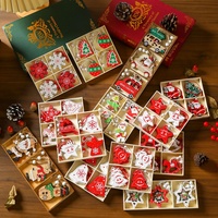 Pendentifs de Noël en bois faits à la main, style pastoral européen, petits cadeaux, boîte en bois exquise, décorations de Noël