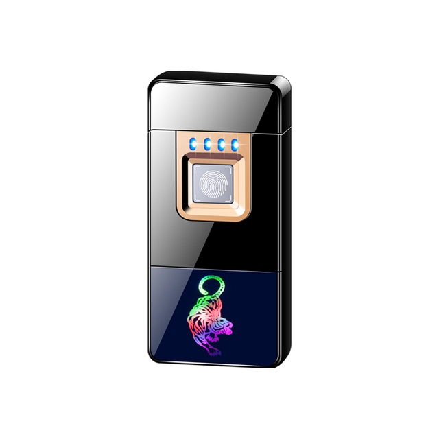 HD Double Arc Fingerprint Electric Lighter High-end Gift Box Custom logo Picture Lighter Type-C Charging Lighter