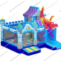 Nouveau design de terrain de jeu gonflable Dragon Combo Course d'obstacles gonflable à louer pour enfants Videur gonflable avec toboggan