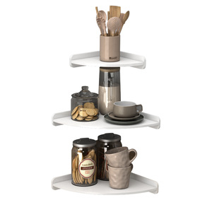 Triangular <b>Storage</b> Rack Wall Mounted Multi Layer <b>Corner</b> Shelf For <b>Kitchen</b> Utensils Spice Cups Space Saving Utility Racks - Product Image 4