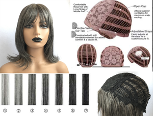 Peluca con malla frontal de cabello humano Remy brasileño sin pegamento fácil de usar corte en capas Bob flequillo gris transparente para encaje hecho a máquina - Product Image 2