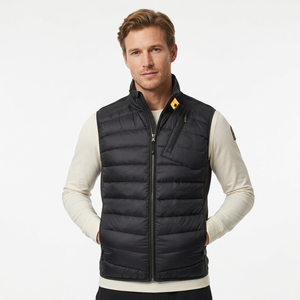 <b>Black</b> <b>Men's</b> Winter Puffer Vest Stand Collar Quilted Down Alternative Zip Up <b>Waistcoat</b> Outdoor Outerwear - Product Image 1