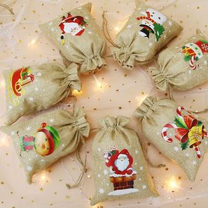 Wholesale Recyclable Jute Burlap Santa Candy Bag New Christmas Gift Bag with Stamping Decoration <b>Textile</b> <b>Packaging</b> - Product Image 3