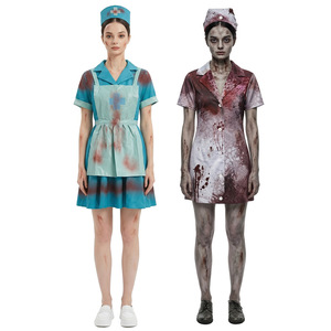 Disfraz de Enfermera Zombi, Vestido Ensangrentado y Delantal, Conjunto de Disfraces con Temática de Terror, para Fiestas de Halloween, Juego de Roles, para Mayores de 14 Años - Product Image 5