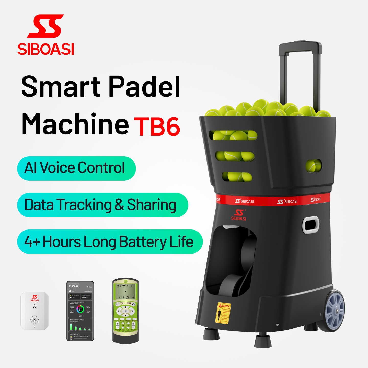 Automatische Padel-Serviermaschine Tragbar mit Einstellbarer Geschwindigkeit Siboasi Ballwerfer für Indoor- und Outdoor-Training****^^^^ https://www.siboasi.com
