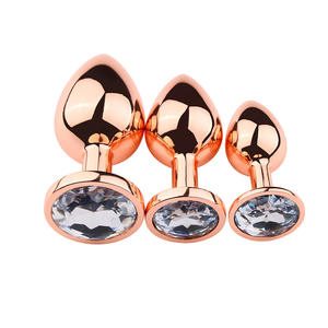 จิวเวอร์รี่คริสตัลสำหรับทวารหนัก,ปลั๊กก้นเสียบทวารหนักสเตนเลสโลหะคู่ช่องคลอดก้นกลม3ขนาด - Product Image 3