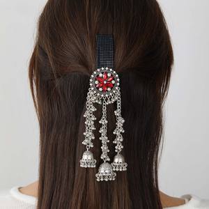 Broche artisanale populaire transfrontalière, style indien rétro à la mode, ethnique, avec pompon exagéré, fleur en cristal coloré, <span class=keywords><strong>pince</strong></span> à cheveux - Product Image 3