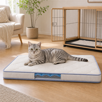 Coussin de couchage rectangulaire pour chat avec dessus matelassé, fenêtre latérale transparente et base antidérapante pour cages à chat d'intérieur