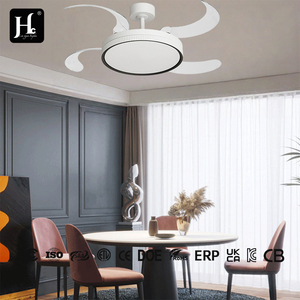 Intelligent <b>remote</b> <b>control</b> 42 inch solid wood 4-plate dining room bedroom LED invisible <b>ceiling</b> fan <b>light</b> - Product Image 3