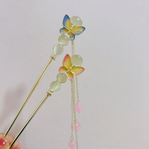 Bướm ánh trăng cổ kẹp tóc Rhinestone Opal Đá tóc đũa tính khí sang trọng tua chuỗi hai rclip - Product Image 3