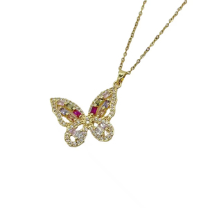 Collar de Lujo con Colgante de Mariposa Hueca Colorida, Collar de Moda con Circones para Mujer, Joyería de Regalo - Product Image 5