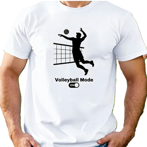 T-shirt grafica con stampa 'Volleyball <span class=keywords><strong>Mode</strong></span> On', maglietta con silhouette di atleta sportiva, regalo per l'allenamento / T-shirt streetwear oversize in cotone a maniche corte 'Volleyball <span class=keywords><strong>Mode</strong></span> On', top casual - Product Image 1