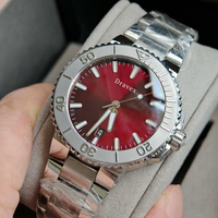 Montre de plongée automatique avec cadran rouge bordeaux, étanche à 300 m, en acier inoxydable, pour homme, sport, mode, vente en gros