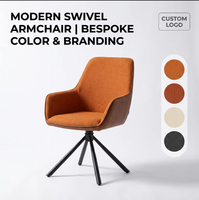 Fauteuil de salle à manger de luxe en tissu, design tendance européen, durable, rembourré et pivotant, pour salon et restaurant