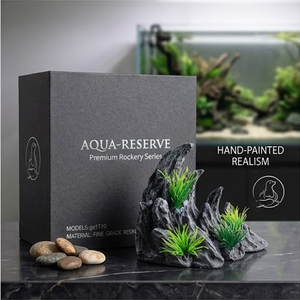 Accessoire décoratif pour aquarium, paysage artificiel de montagne, pierre, arbre, roche, grotte, plastique, ornement moderne pour aquarium, boîte, tige - Product Image 3