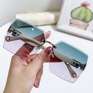 Gafas de Sol UV400 sin Marco, Color Caramelo, Multicolor, Lentes con Degradado de Sombra, Gafas de Sol de Lujo para Mujer, Venta al por Mayor - Product Image 1