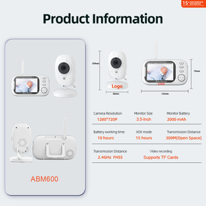 Caméra de surveillance <span class=keywords><strong>pour</strong></span> bébé sans fil avec écran 3,5 pouces, vision nocturne 720P, communication bidirectionnelle, surveillance de la température <span class=keywords><strong>pour</strong></span> les soins aux nourrissons - Product Image 4