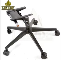 Base de chaise de bureau à dossier haut en alliage d'aluminium avec revêtement en poudre noir mat, mécanisme d'inclinaison et de rotation réglable en hauteur, cinq étoiles