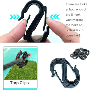 Crochets en S noirs résistants aux UV - Pinces robustes pour la fixation de bâches d'ombrage et de filets anti-oiseaux dans l'agriculture et le jardinage - Product Image 2