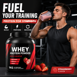 Private Label Strawberry Whey Protein Powder 1KG 40 Servings <strong>Muscle</strong> Build <strong>Recovery</strong> Sport Training OEM Fitness <strong>Supplement</strong> - Product Image 1