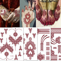 Tatouages temporaires imperméables et résistants à la transpiration, art indien pour le visage et le corps, pour les looks de festival, mariages, Mehndi, autocollants de tatouage au henné pour la nuit.