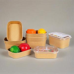 Boîte de restauration rapide jetable de qualité alimentaire 500cc 16oz de haute qualité emballage de saladier en papier kraft - Product Image 3