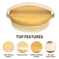 Livraison Rapide Brosse de Bain en Bois pour Peau Sèche, Brosse Corporelle à Poils en Bambou Naturel pour Exfolier la Peau