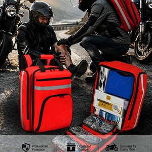 Kit médical modulaire OEM pour les voyages en moto, sac de secours professionnel avec bande réfléchissante, tissu Oxford 1200D - Product Image 2
