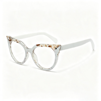 Lunettes anti-lumière bleue œil de chat à motif floral rétro SM22044 - Monture légère en PC avec verres en résine transparente pour hommes et femmes (6 couleurs)