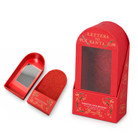 Caja de Regalo Navideña de Alta Gama Personalizada con Ventana Transparente, Caja de Embalaje de Cartón Duro Estilo Cajón con Estampado en Caliente