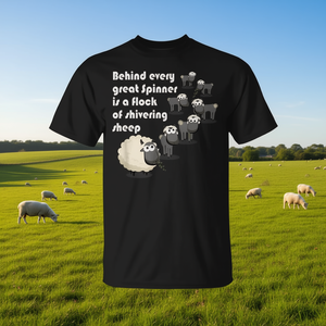 T-shirt unisexe à col rond et manches courtes, impression numérique, chemise promotionnelle pour adulte, derrière chaque grand spinner se trouve un Flock Of - Product Image 3