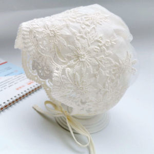 Chapéu de Bebê Menina Estilo Princesa com Renda Simples, Branco Creme, Estilo Corte, para Fotografia, Novo, Europeu Retrô, Primavera Verão - Product Image 1